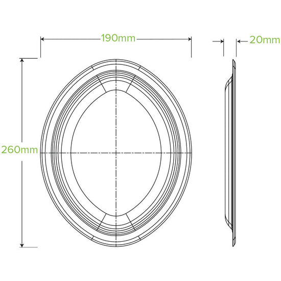 260x190mm Oval Plant Fibre Plate - 500pcs/Ctn - TEM IMPORTS™
