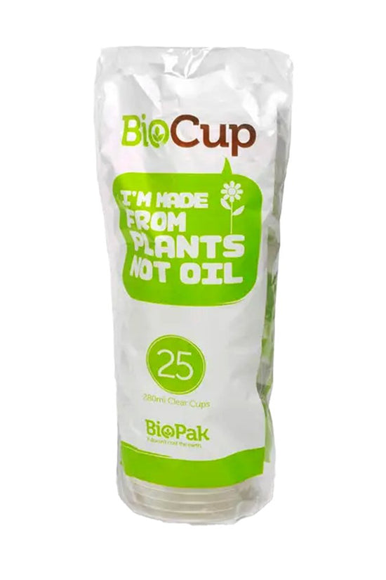 280mL / 10oz Clear Plastic BioCups - 25 Pack - TEM IMPORTS™