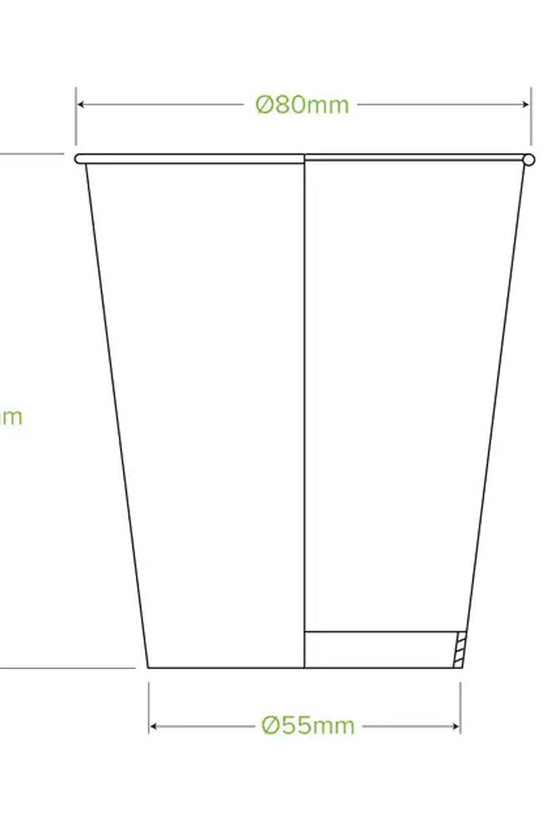 280mL/8oz (80mm) White Cold Paper BioCup - 1000/CTN - TEM IMPORTS™