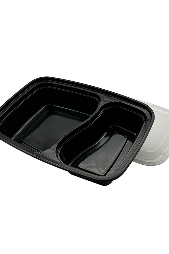 2 Compartment Small Black Takeaway Bento Box Set - 150/CTN