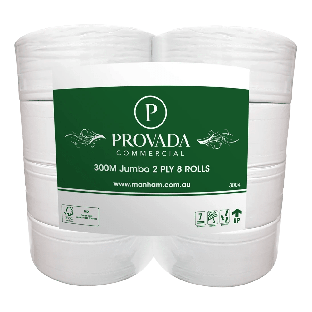 2PLY Embossed 300m Jumbo Toilet Roll - 8Rolls / Catron - TEM IMPORTS™