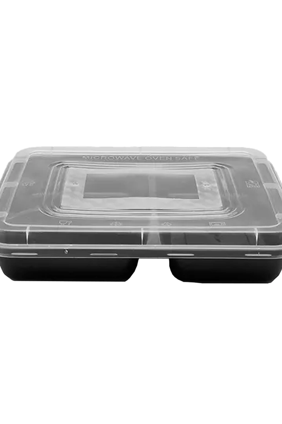 3 Compartment Small Black Takeaway Bento Box With Lid - TEM IMPORTS™
