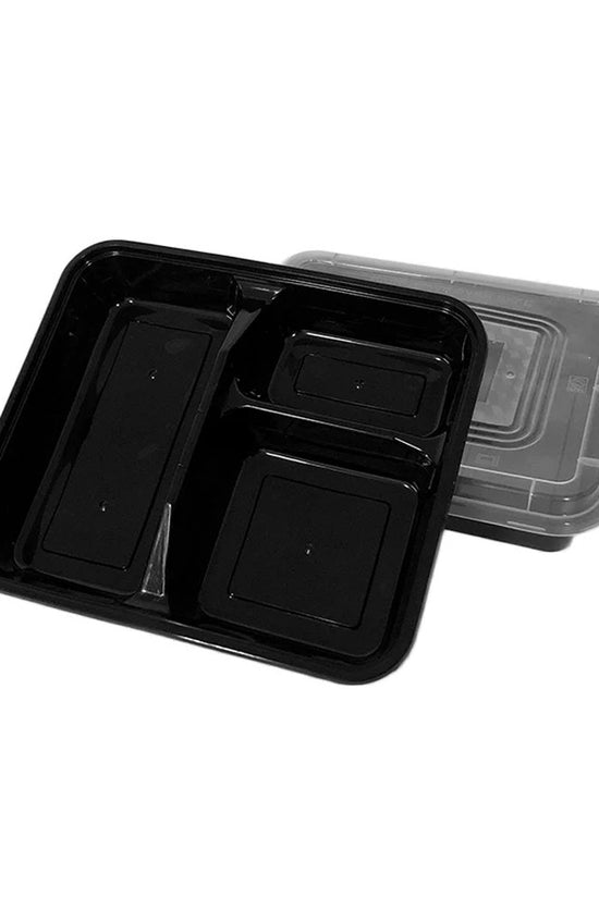3 Compartment Black Takeaway Bento Box With Lid