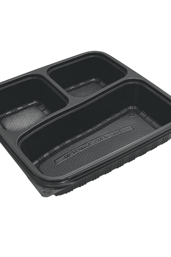 3 Premium Compartment Bento Lunch Box Black Base - 300/CTN - TEM IMPORTS™