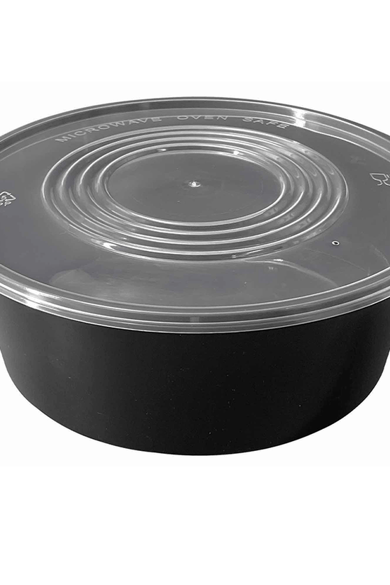 3000mL Takeaway Round Black Supa Bowls With Lid - TEM IMPORTS™