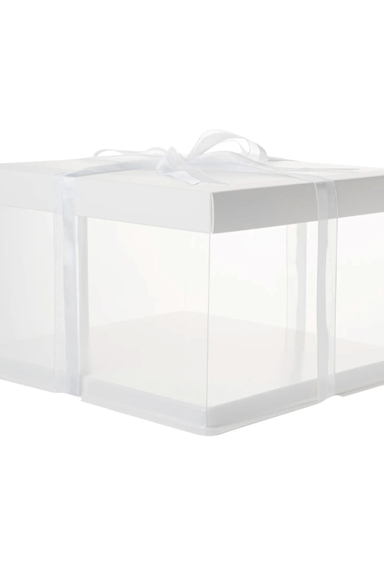 30x30x25 Clear Square Cake Box White With Paper Lid - TEM IMPORTS™