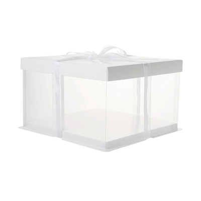 30x30x25 Clear Square Cake Box White With Paper Lid - TEM IMPORTS™