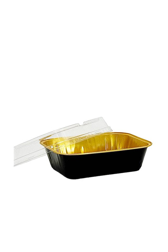 330mL Black & Gold Rectangular Aluminium Foil Cake Tin - TEM IMPORTS™