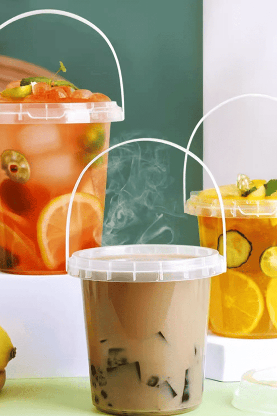 34oz/1000mL Clear Fruit/Milk Tea Tamper Proof Bucket Cups - TEM IMPORTS™