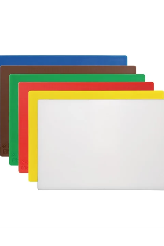 40cm x 25cm Coloured P.E Cutting Board Set (6) - 13mm Thick