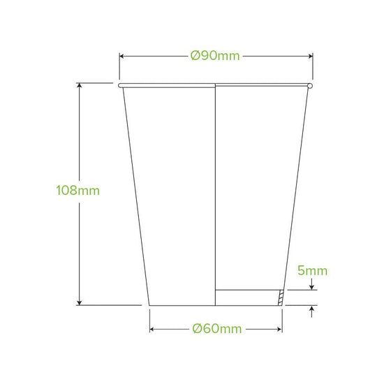 390mL/12oz (90mm) Leaf Single Wall BioCup - 1000/CTN - TEM IMPORTS™