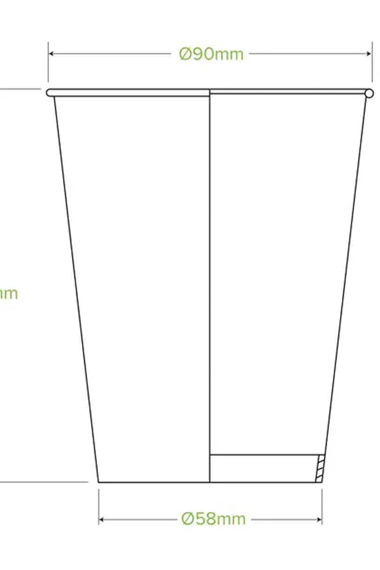 390mL/12oz (90mm) White Cold Paper BioCup - 1000/CTN - TEM IMPORTS™