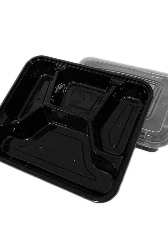 4 Compartment Black Takeaway Bento Box With Lid