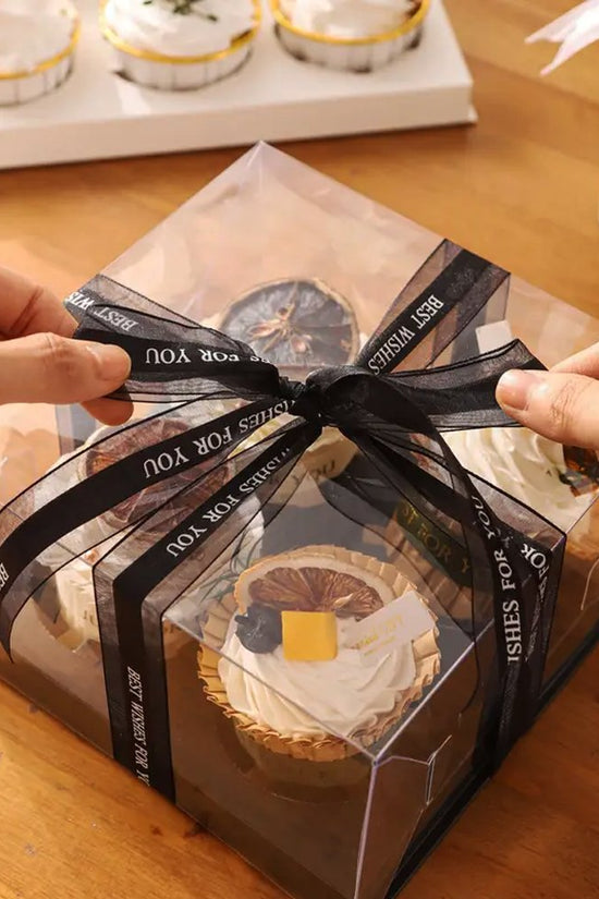 4 Cupcake Clear Box With Black Paper Tray - 5pcs/PK - TEM IMPORTS™