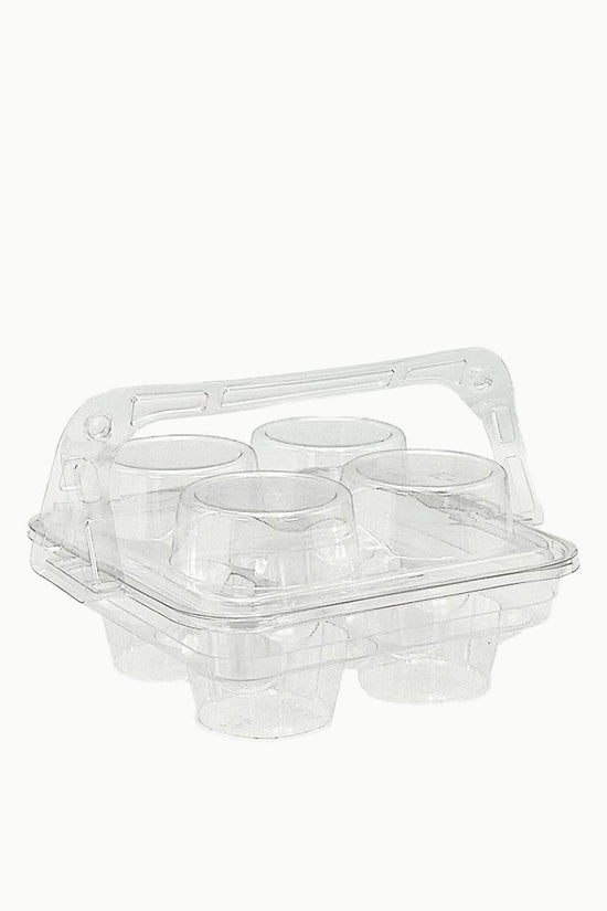 4 CupCake Clear PET Hinged Lid Holder With Handle - TEM IMPORTS™