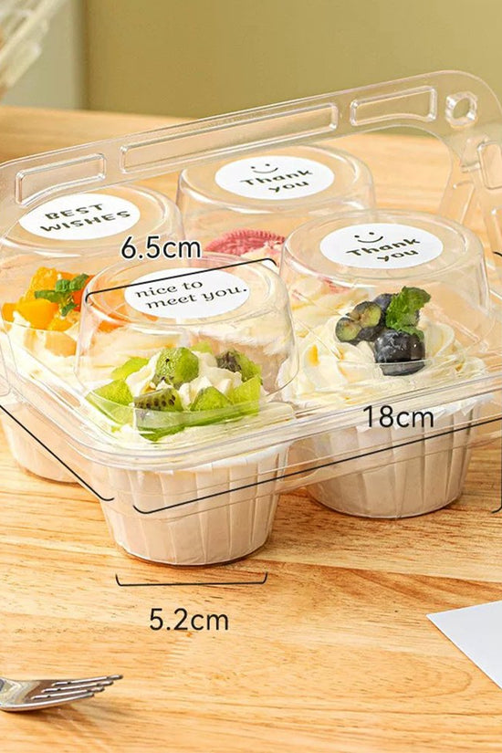 4 CupCake Clear PET Hinged Lid Holder With Handle - TEM IMPORTS™