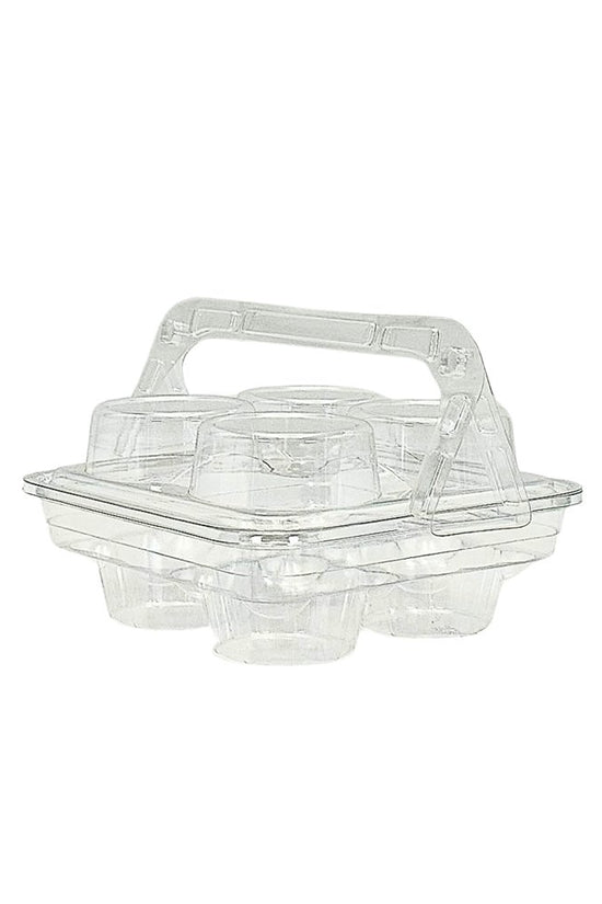 4 CupCake Clear PET Hinged Lid Holder With Handle - TEM IMPORTS™