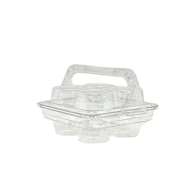 4 CupCake Clear PET Hinged Lid Holder With Handle - TEM IMPORTS™