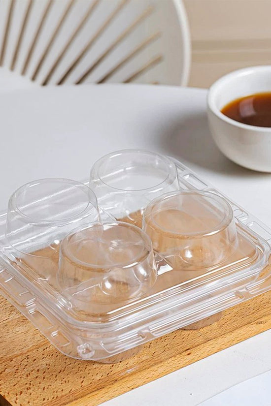 4 CupCake Clear PET Hinged Lid Holder With Handle - TEM IMPORTS™