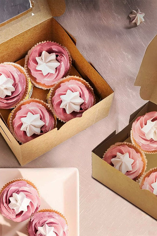 4 Cupcake Kraft Paper Box With Window - TEM IMPORTS™