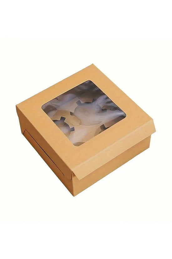 4 Cupcake Kraft Paper Box With Window - TEM IMPORTS™