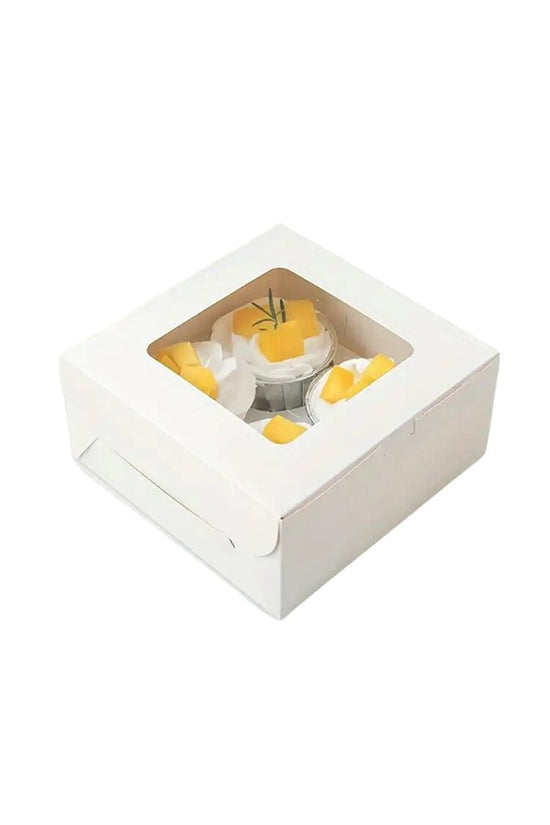 4 Cupcake White Paper Box With Window - TEM IMPORTS™
