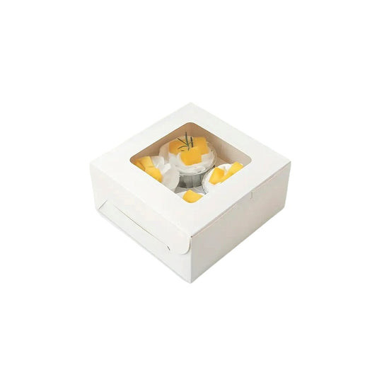 4 Cupcake White Paper Box With Window - TEM IMPORTS™