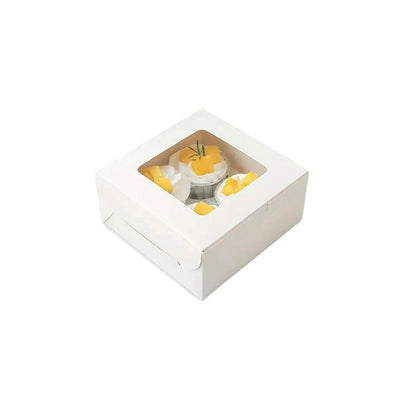 4 Cupcake White Paper Box With Window - TEM IMPORTS™