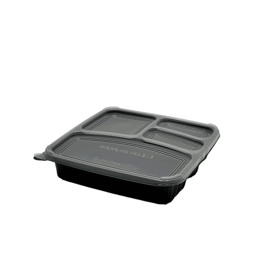 4 Premium Compartment Bento Lunch Box Black Set - 150/CTN - TEM IMPORTS™
