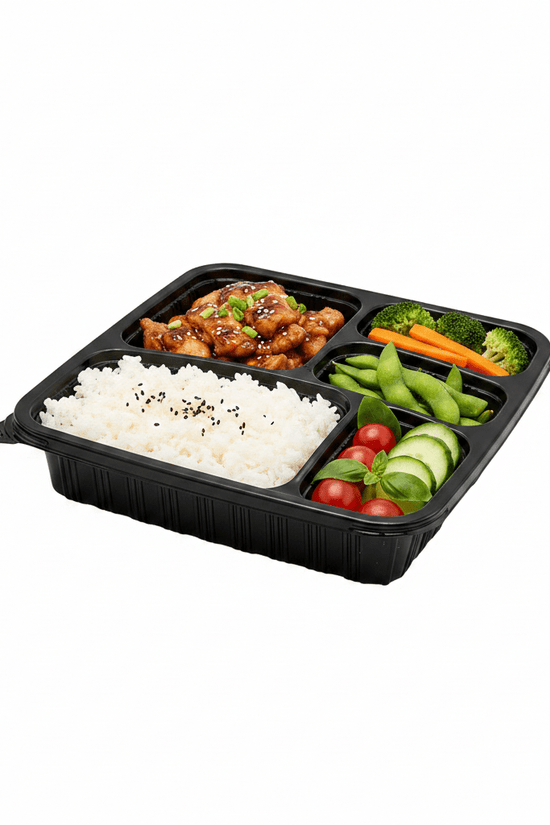 4 Premium Compartment Bento Lunch Box Black Set - 150/CTN - TEM IMPORTS™