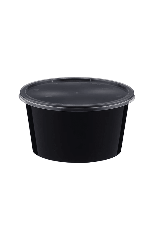 440mL Round Plastic Container Black - 500/CTN - TEM IMPORTS™