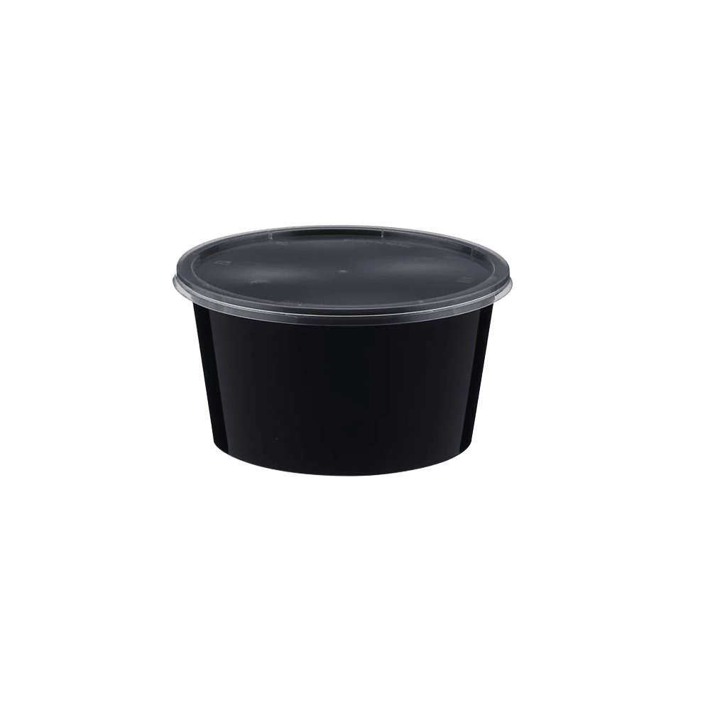 440mL Round Plastic Container Black - 500/CTN - TEM IMPORTS™