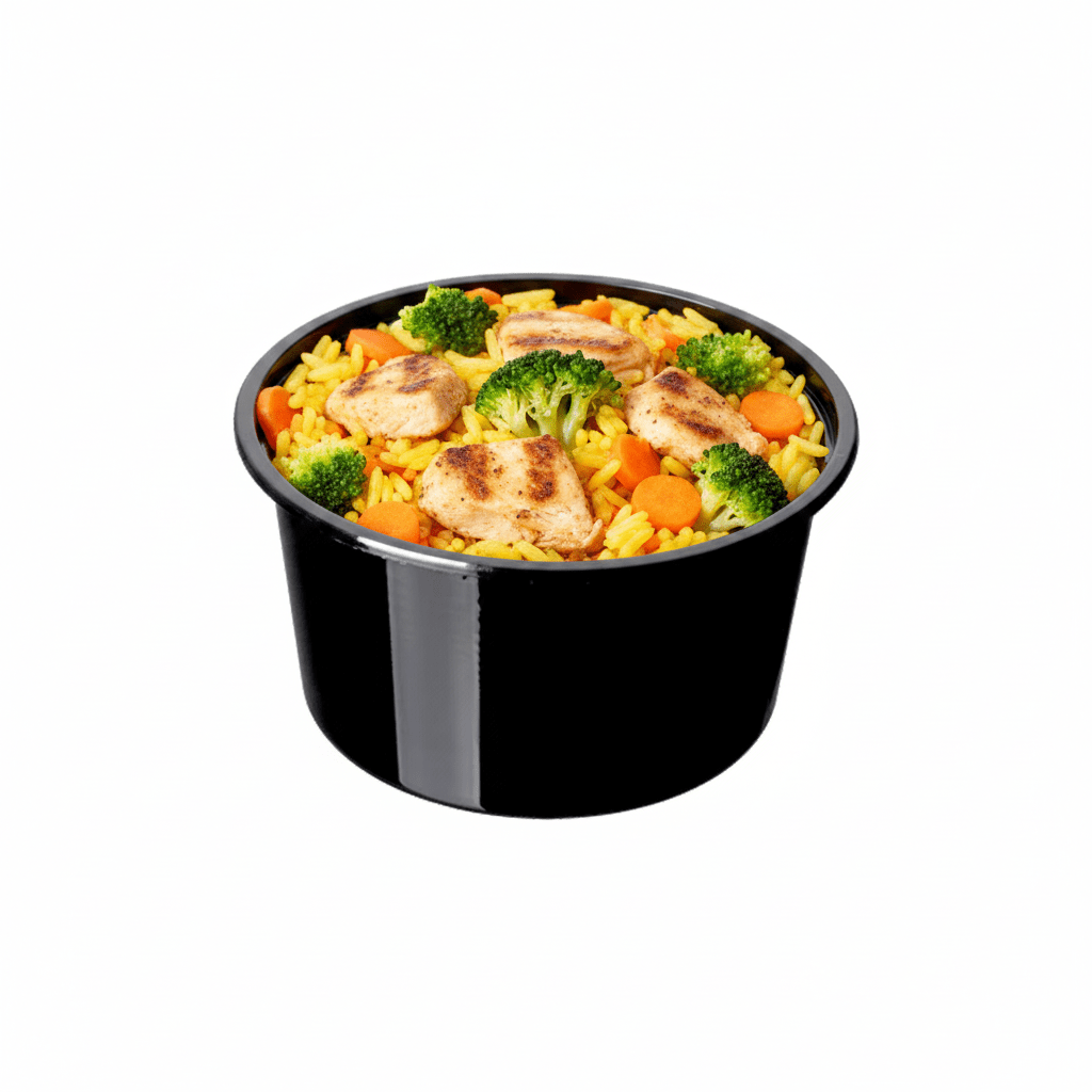 440mL Round Plastic Container Black - 500/CTN - TEM IMPORTS™