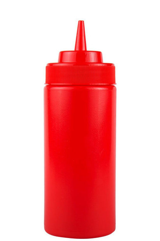 472mL Red Plastic Squeeze Bottle Wide Mouth - TEM IMPORTS™
