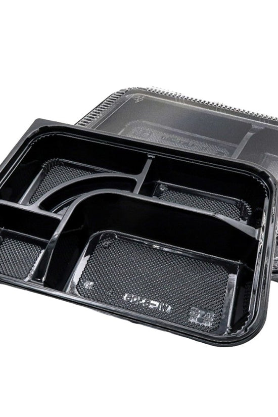 5 Compartment Black Takeaway Bento Box With Lid