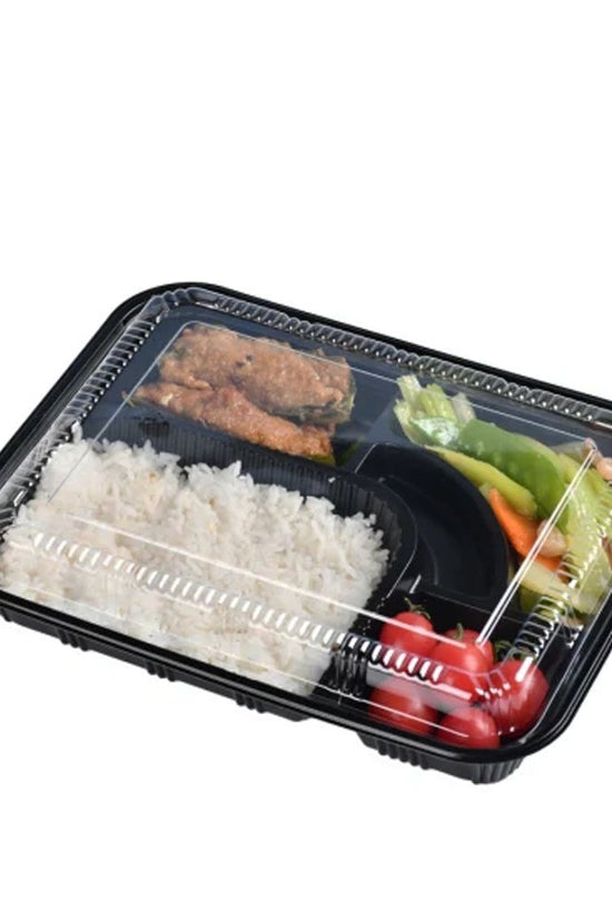 5 Compartment Black Takeaway Container With Clear Lid - TEM IMPORTS™