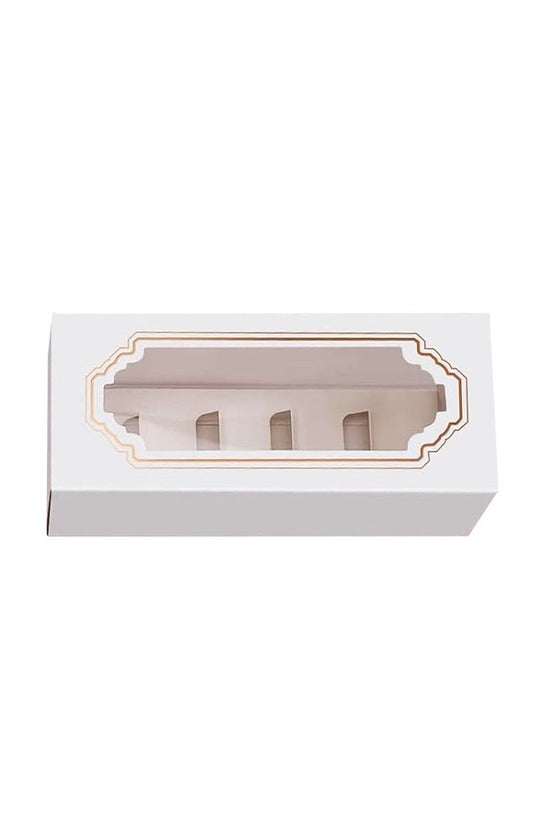 5 Macaron White & Gold Frame Paper Box With Window - TEM IMPORTS™
