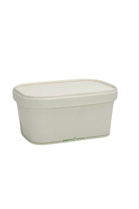 500mL - 1000mL PLA Coated White Paper Lid For Rectangular Container - TEM IMPORTS™