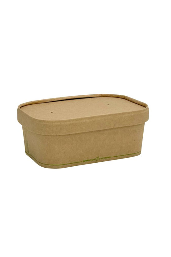 500mL - 1000mL PP Coated Kraft Lid For Rectangular Container - TEM IMPORTS™