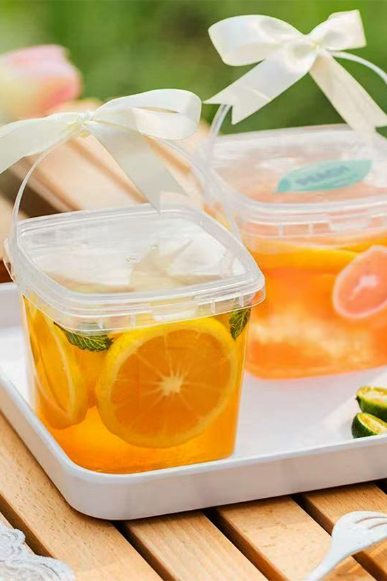 500mL Square Clear Fruit Tamper Proof Bucket Cups With Lid - 250/CTN - TEM IMPORTS™