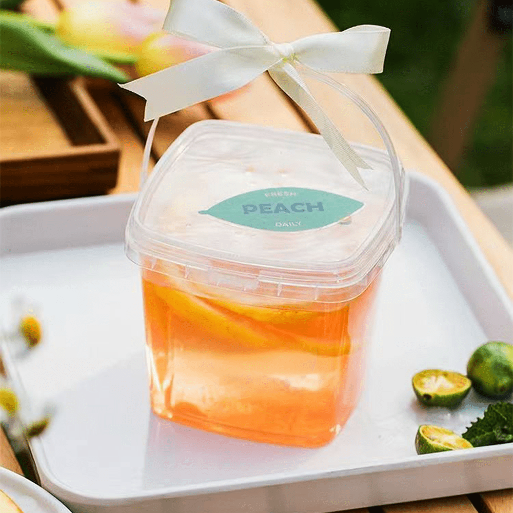 500mL Square Clear Fruit Tamper Proof Bucket Cups With Lid - 250/CTN - TEM IMPORTS™