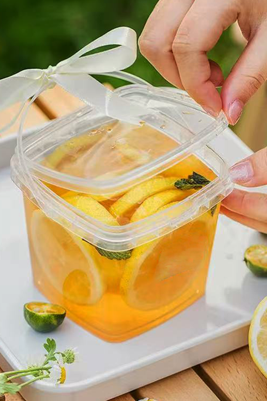 500mL Square Clear Fruit Tamper Proof Bucket Cups With Lid - 250/CTN - TEM IMPORTS™