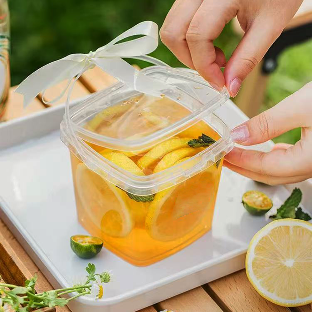 500mL Square Clear Fruit Tamper Proof Bucket Cups With Lid - 250/CTN - TEM IMPORTS™