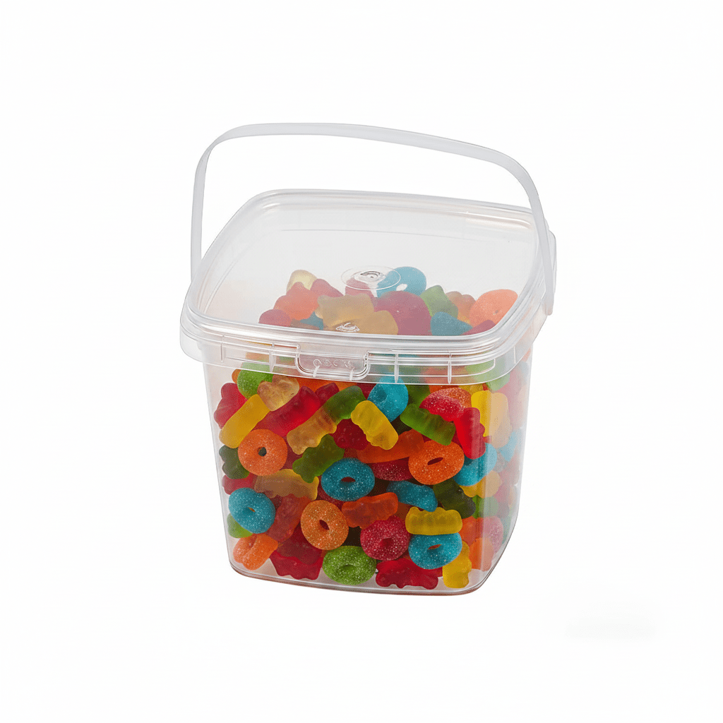 500mL Square Clear Fruit Tamper Proof Bucket Cups With Lid - 250/CTN - TEM IMPORTS™