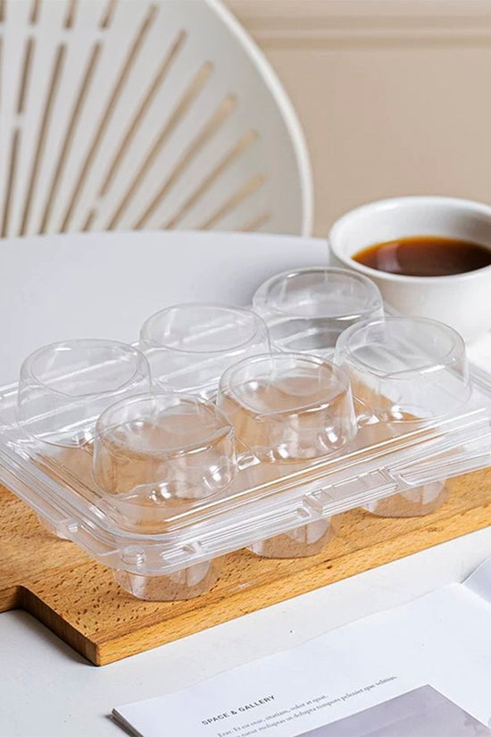 6 CupCake Clear PET Hinged Lid Holder With Handle - TEM IMPORTS™
