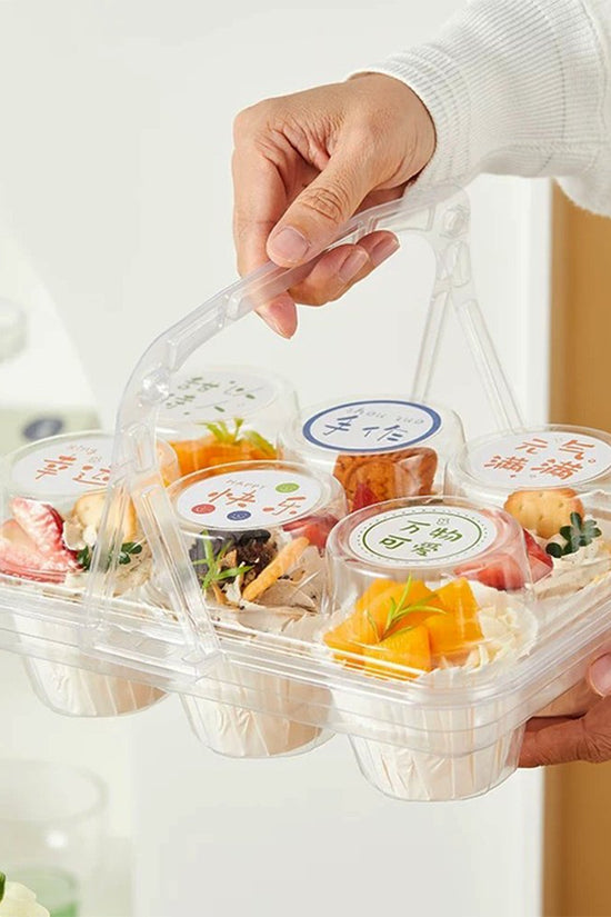 6 CupCake Clear PET Hinged Lid Holder With Handle - TEM IMPORTS™