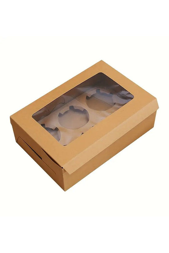 6 Cupcake Kraft Paper Box With Window - TEM IMPORTS™