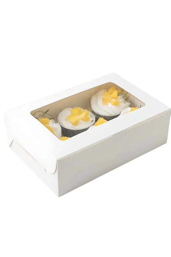 6 Cupcake White Paper Box With Window - TEM IMPORTS™