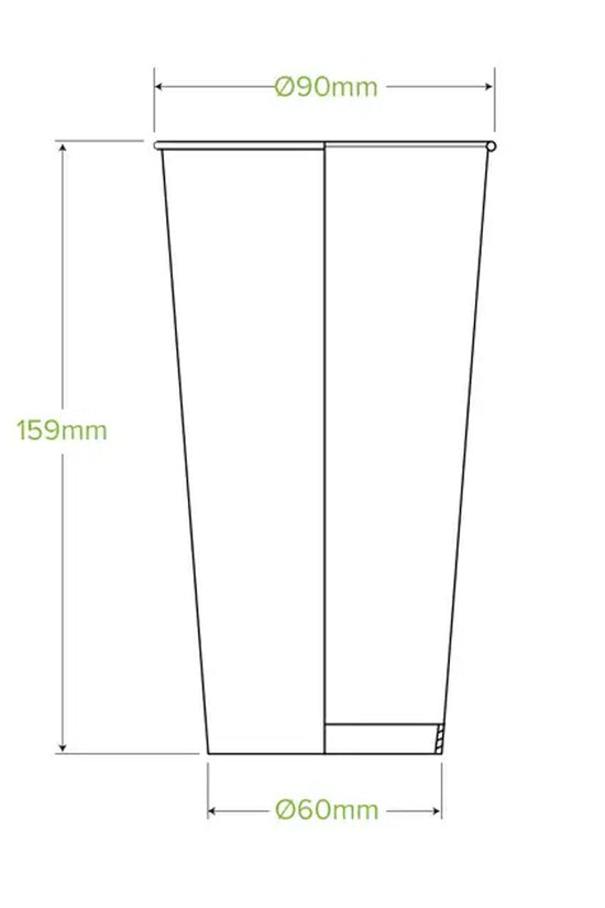 600mL/20oz (90mm) White Cold Paper BioCup - 1000/CTN - TEM IMPORTS™