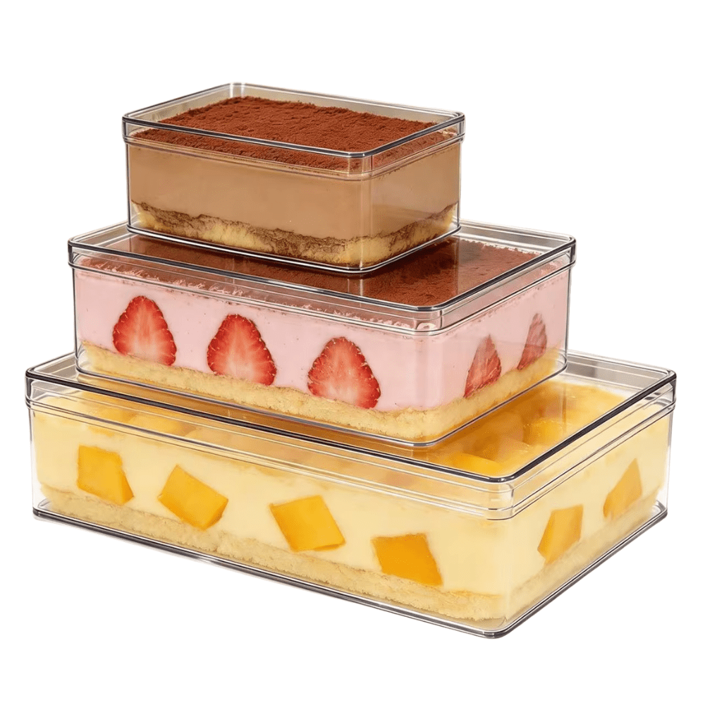 650mL Clear Rectangular Container With Hard Lid - TEM IMPORTS™